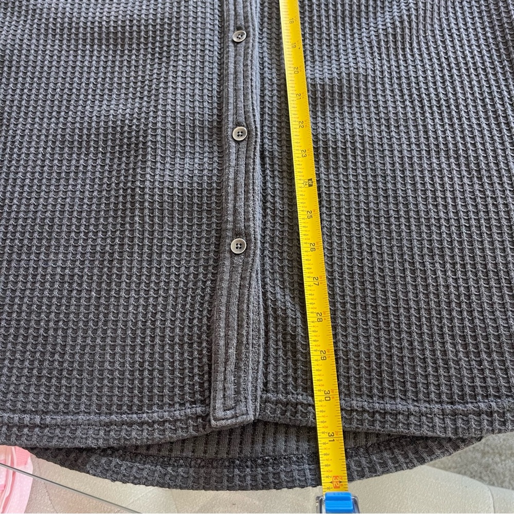 Aerie Lumberjane Waffle Button Up Shirt Smoked Gray Medium Lounge Cozy Boho Sz M - Picture 7 of 10